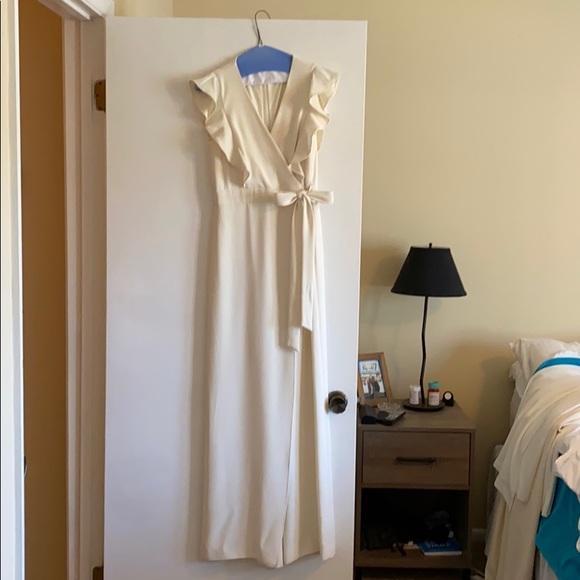 ANTONIO MELANI Pants - Cream ruffle jumpsuit